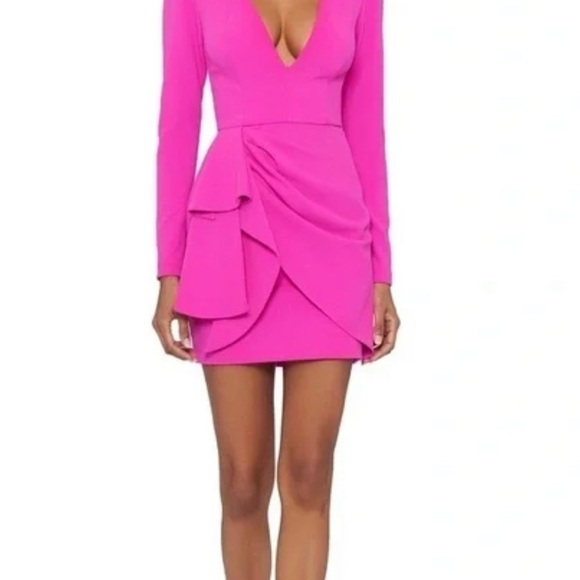 Betsy & Adam Dresses & Skirts - Betsy & Adam Pink Ruffled Long Sleeve Bodycon Dress